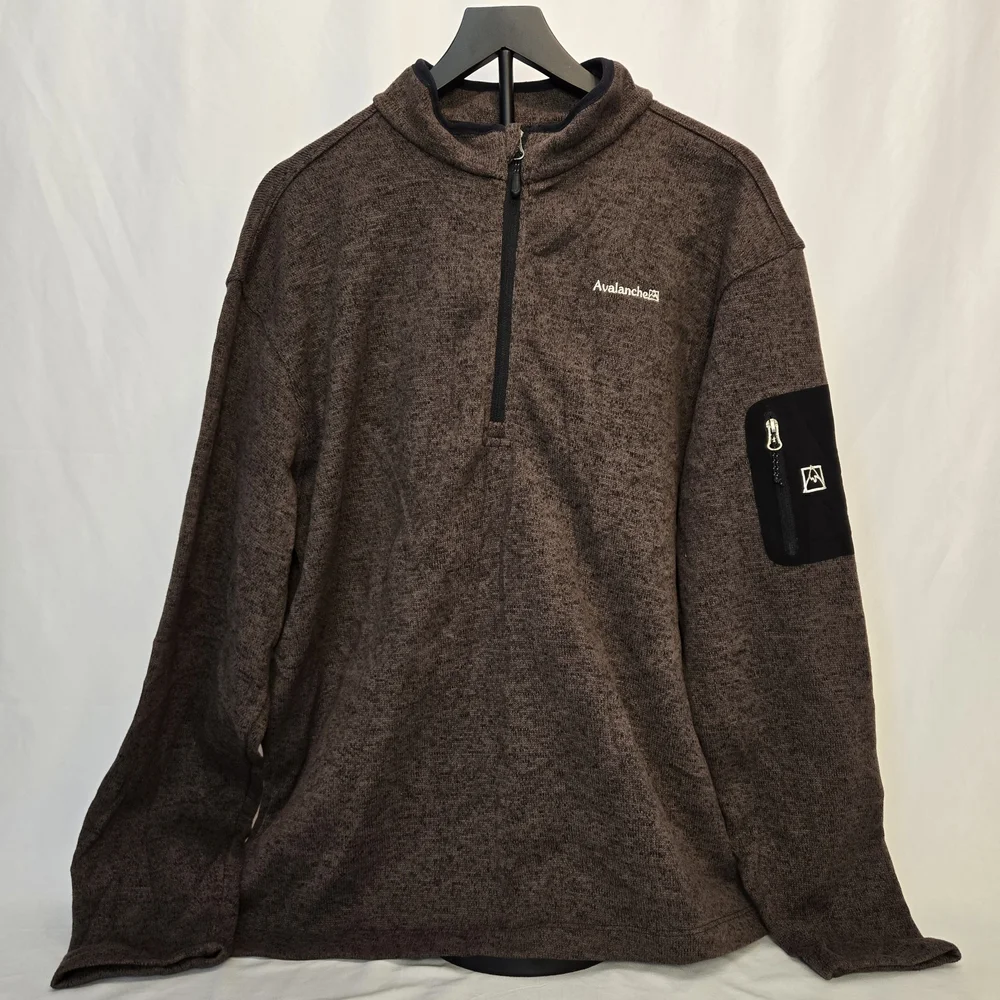 AVALANCHE Pullover Jacket Mens‎ 2XL Quarter Zip Thermal Brown Knit Fleece